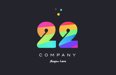 22 twenty two colored rainbow creative number digit numeral logo icon