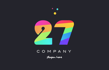 27 twenty seven colored rainbow creative number digit numeral logo icon