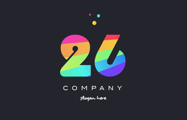 26 twenty six colored rainbow creative number digit numeral logo icon