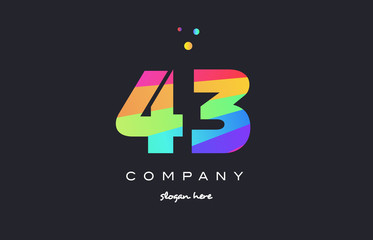 43 forty three colored rainbow creative number digit numeral logo icon