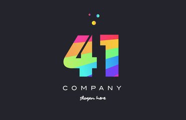 Obraz premium 41 forty one colored rainbow creative number digit numeral logo icon