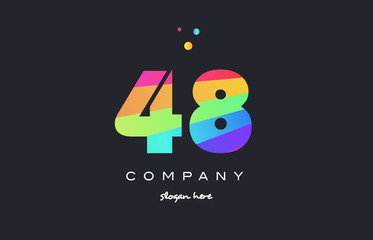 48 forty eight colored rainbow creative number digit numeral logo icon