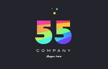 55 fifty five colored rainbow creative number digit numeral logo icon