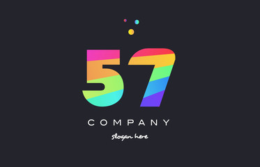 57 fifty seven colored rainbow creative number digit numeral logo icon