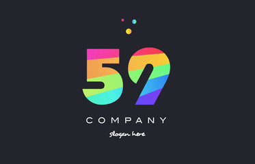 59 fifty nine colored rainbow creative number digit numeral logo icon