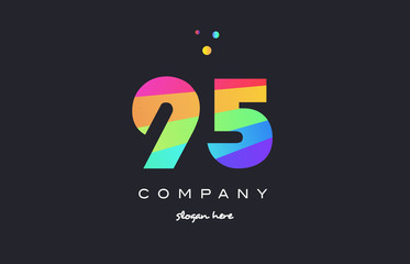 95 ninety five colored rainbow creative number digit numeral logo icon