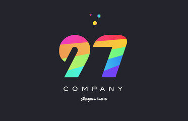 97 ninety seven colored rainbow creative number digit numeral logo icon
