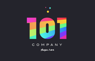 101 colored rainbow creative number digit numeral logo icon