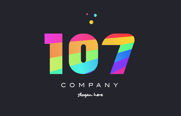 107 colored rainbow creative number digit numeral logo icon