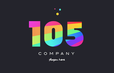 105 colored rainbow creative number digit numeral logo icon