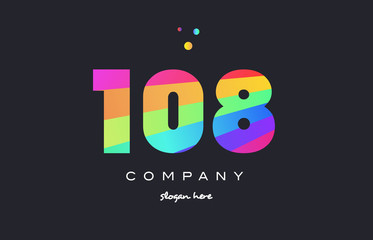 108 colored rainbow creative number digit numeral logo icon