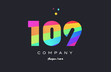 109 colored rainbow creative number digit numeral logo icon