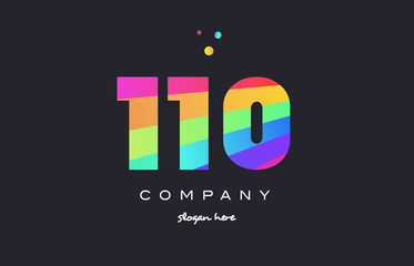 110 colored rainbow creative number digit numeral logo icon