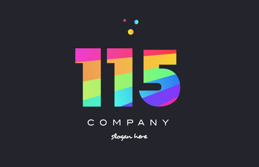 115 colored rainbow creative number digit numeral logo icon
