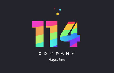 114 colored rainbow creative number digit numeral logo icon