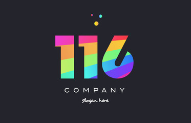 116 colored rainbow creative number digit numeral logo icon