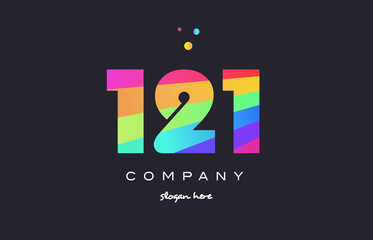 121 colored rainbow creative number digit numeral logo icon