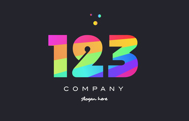 123 colored rainbow creative number digit numeral logo icon
