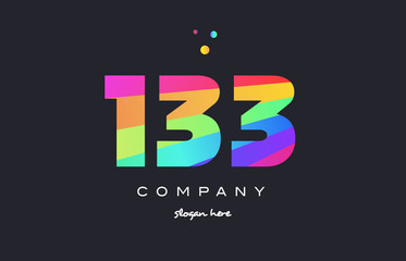 Fototapeta na wymiar 133 colored rainbow creative number digit numeral logo icon