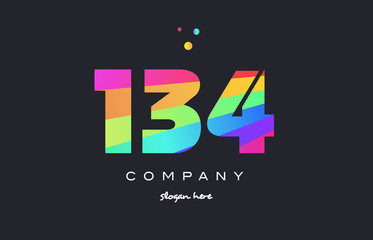 134 colored rainbow creative number digit numeral logo icon