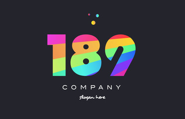 189 colored rainbow creative number digit numeral logo icon