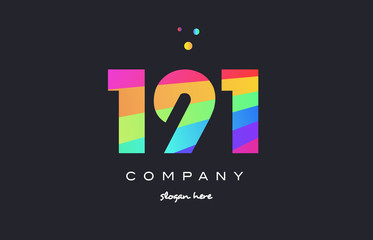 191 colored rainbow creative number digit numeral logo icon