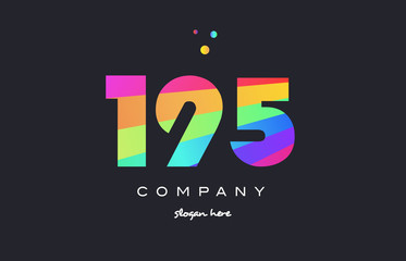 Fototapeta na wymiar 195 colored rainbow creative number digit numeral logo icon