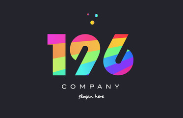 196 colored rainbow creative number digit numeral logo icon