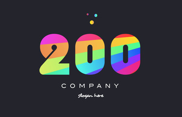 200 colored rainbow creative number digit numeral logo icon