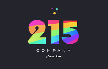 215 colored rainbow creative number digit numeral logo icon