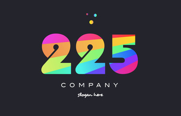 225 colored rainbow creative number digit numeral logo icon