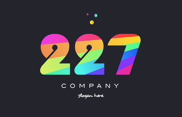 227 colored rainbow creative number digit numeral logo icon