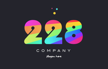 228 colored rainbow creative number digit numeral logo icon