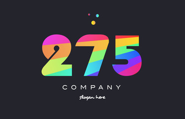 275 colored rainbow creative number digit numeral logo icon