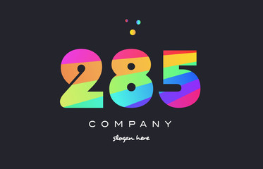 285 colored rainbow creative number digit numeral logo icon