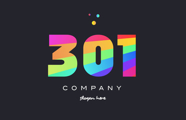 301 colored rainbow creative number digit numeral logo icon