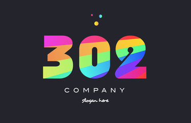 302 colored rainbow creative number digit numeral logo icon