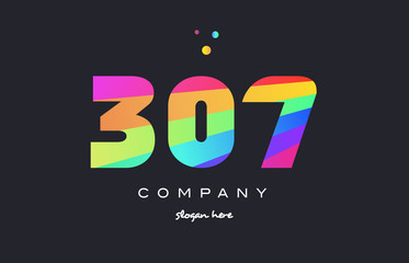307 colored rainbow creative number digit numeral logo icon