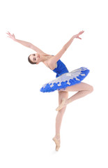 Young beautiful ballerina on white background