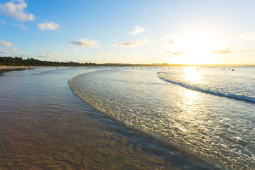 Sunset at one of Byron Bay's popular surfing locations The Pass