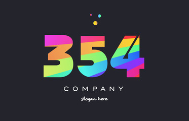 354 colored rainbow creative number digit numeral logo icon