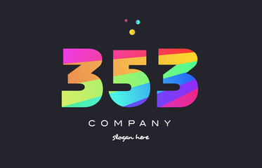 353 colored rainbow creative number digit numeral logo icon