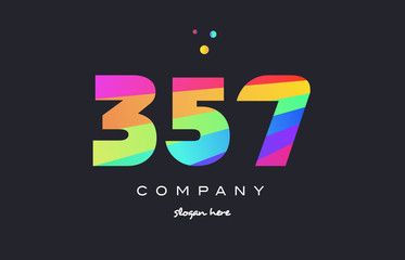 357 colored rainbow creative number digit numeral logo icon