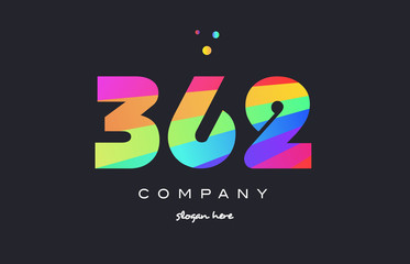362 colored rainbow creative number digit numeral logo icon