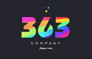 363 colored rainbow creative number digit numeral logo icon