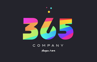 365 colored rainbow creative number digit numeral logo icon