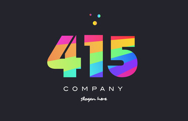 415 colored rainbow creative number digit numeral logo icon