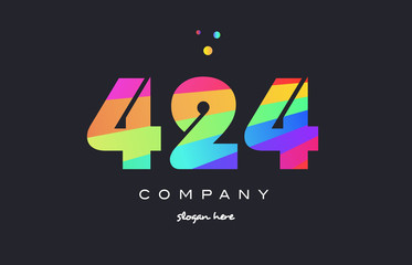 424 colored rainbow creative number digit numeral logo icon