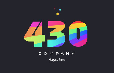 430 colored rainbow creative number digit numeral logo icon