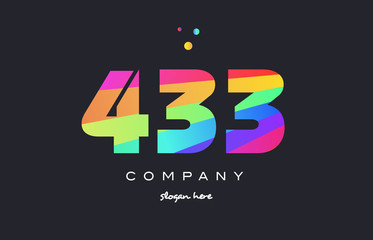 433 colored rainbow creative number digit numeral logo icon